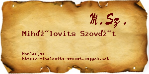 Mihálovits Szovát névjegykártya